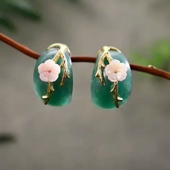 Artisan Handmade 925 Silver Natural Aventurine Quartz Earrings - Picture 7 of 14